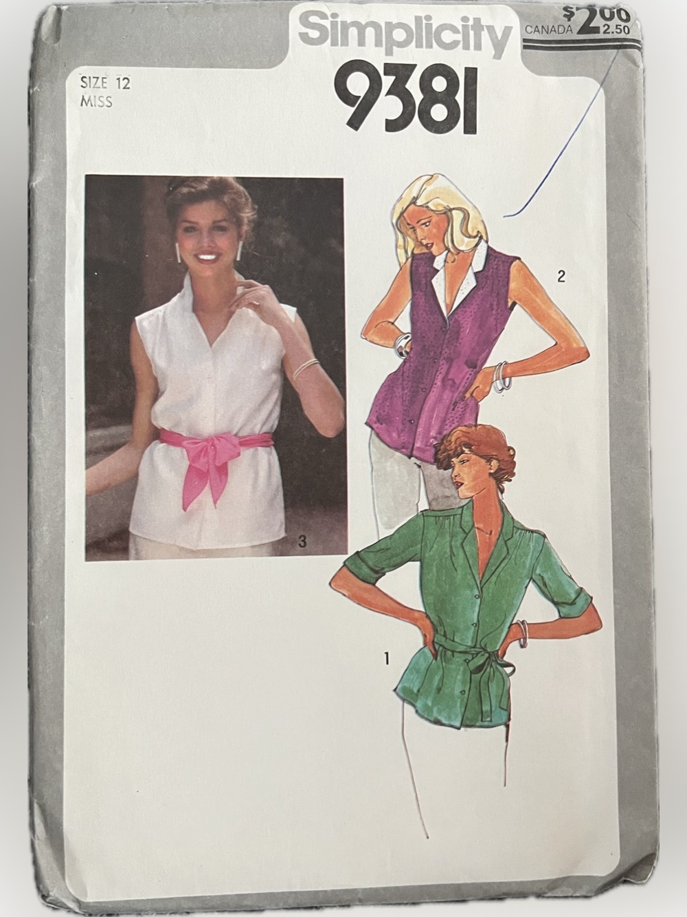🍄Vintage New Simplicity 9381 Uncut Pattern Blouse Shirt Top Sewing Size 12